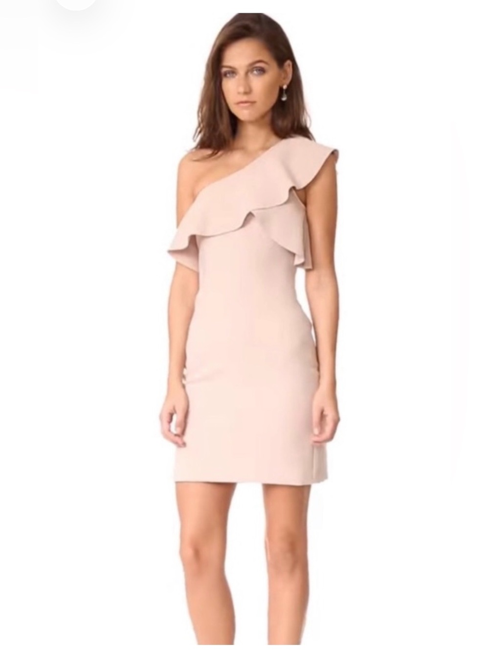 Elizabeth and James Jerard one shoulder dress SZ 0 beige/pink/neutral